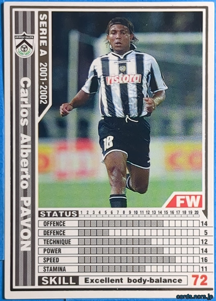 Panini WCCF Football WCCF/2001-2002-256/288 N Carlos Alberto Pavon Trading Card NM