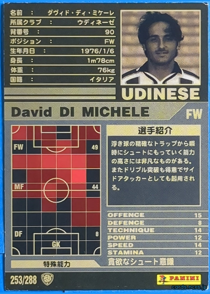 Panini WCCF Football WCCF/2001-2002-253/288 N David Di Michele Trading Card NM