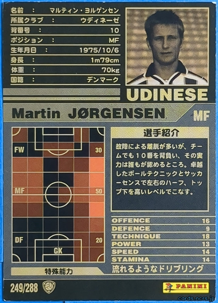Panini WCCF Football WCCF/2001-2002-249/288 N Martin Jørgensen Trading Card NM