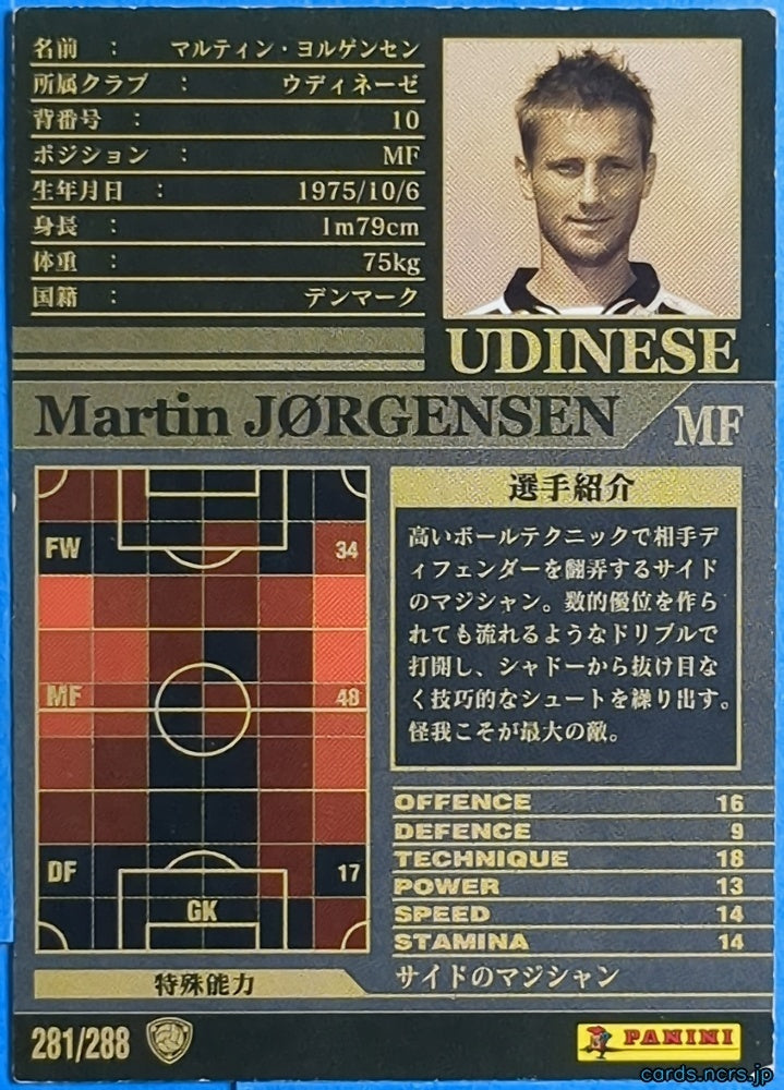 Panini WCCF Football WCCF/2002-2003-281/288 N Martin Jørgensen Trading Card EX