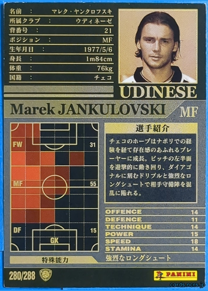 Panini WCCF Football WCCF/2001-2002-280/288 N Marek Jankulovski Trading Card EX