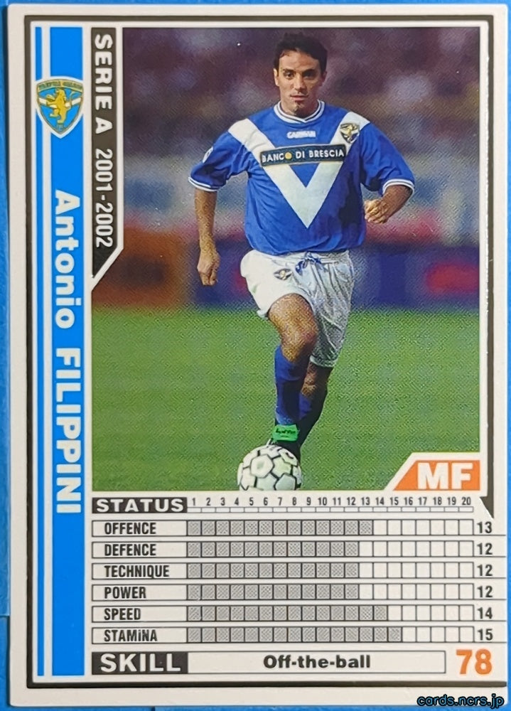 Panini WCCF Football WCCF/2001-2002-040/288 N Antonio Filippini Trading Card NM