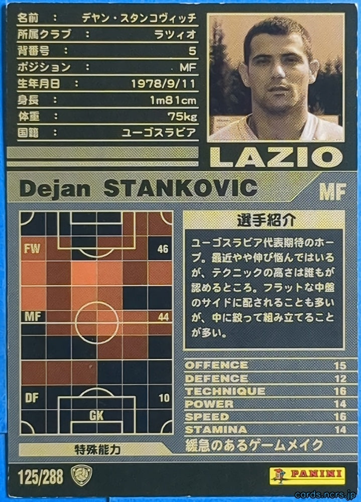 Panini WCCF Football WCCF/2001-2002-125/288 N Dejan Stanković Trading Card EX