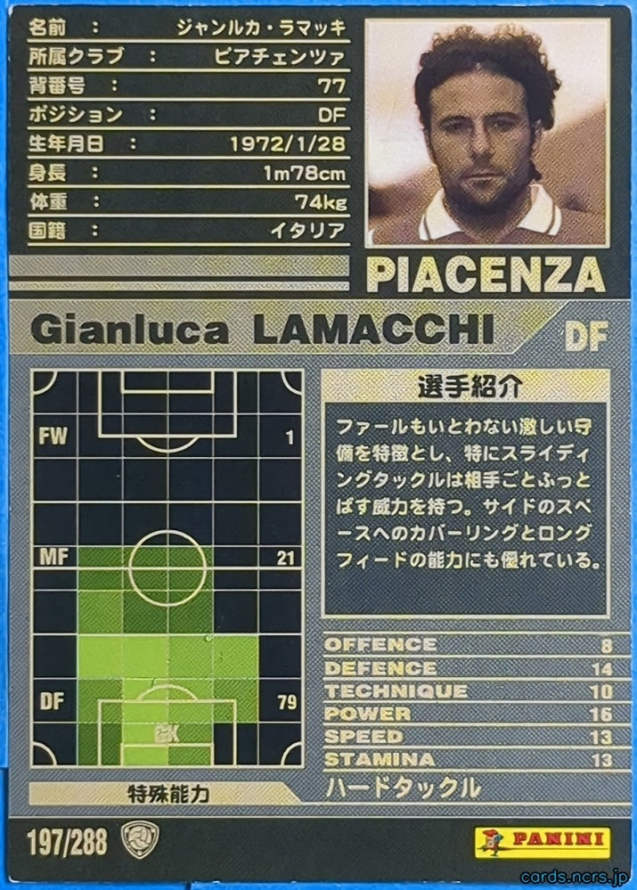Panini WCCF Football WCCF/2001-2002-197/288 N Gianluca LAMACCHI Trading Card NM