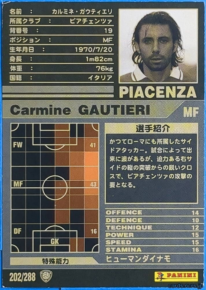 Panini WCCF Football WCCF/2001-2002-202/288 N Carmine Gautieri Trading Card NM