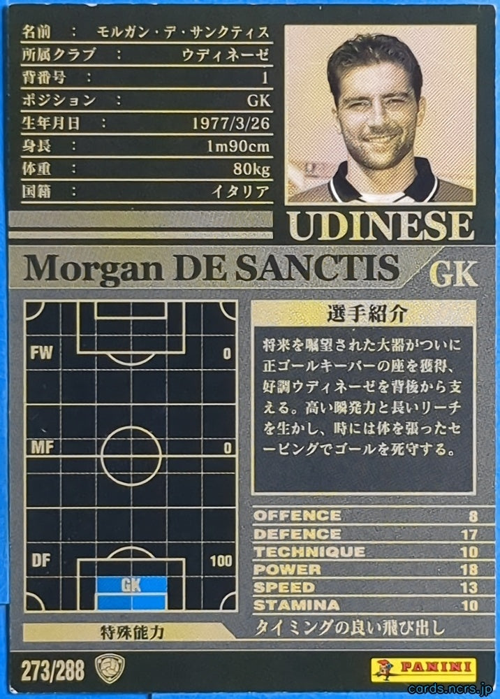 Panini WCCF Football WCCF/2002-2003-273/288 N Morgan De Sanctis Trading Card EX