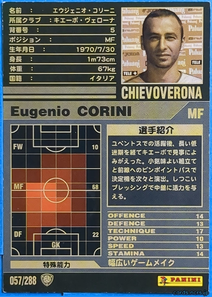 Panini WCCF Football WCCF/2001-2002-057/288 Eugenio CORINI Trading Card EX