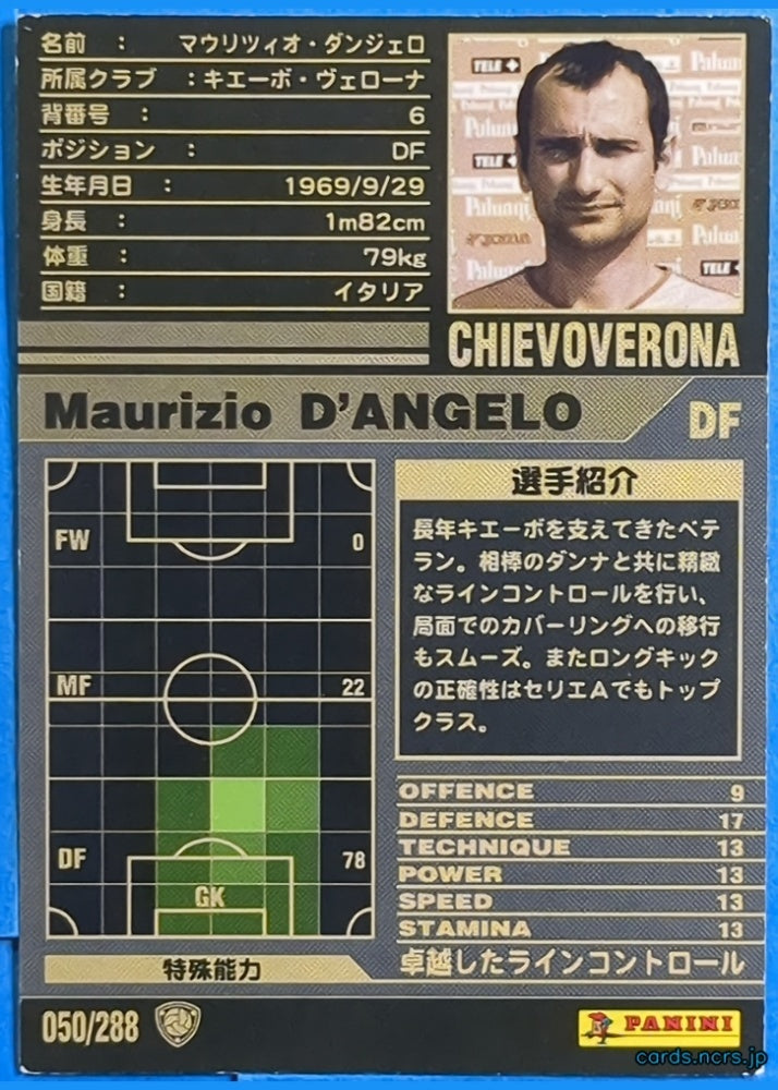 Panini WCCF Football WCCF/2001-2002-050/288 N Maurizio D'ANGELO Trading Card NM