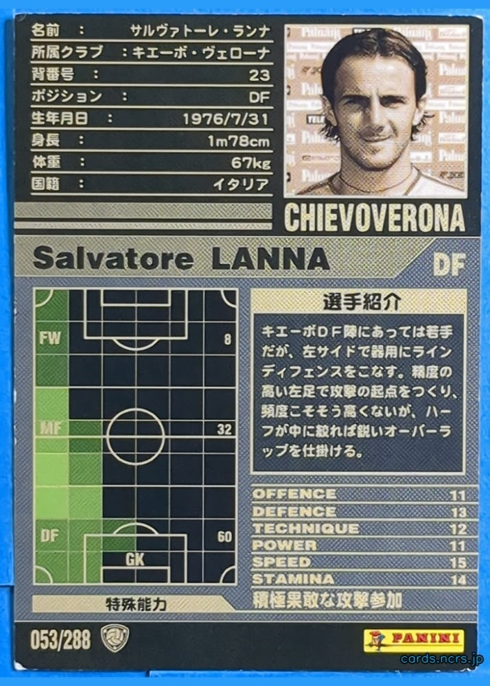 Panini WCCF Football WCCF/2001-2002-053/288 N Salvatore LANNA Trading Card NM
