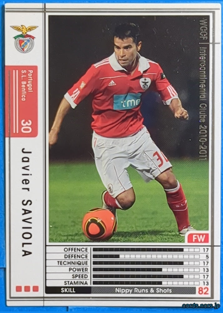 Panini WCCF Football WCCF/2010-2011-256/352 N Javier SAVIOLA Trading Card NM
