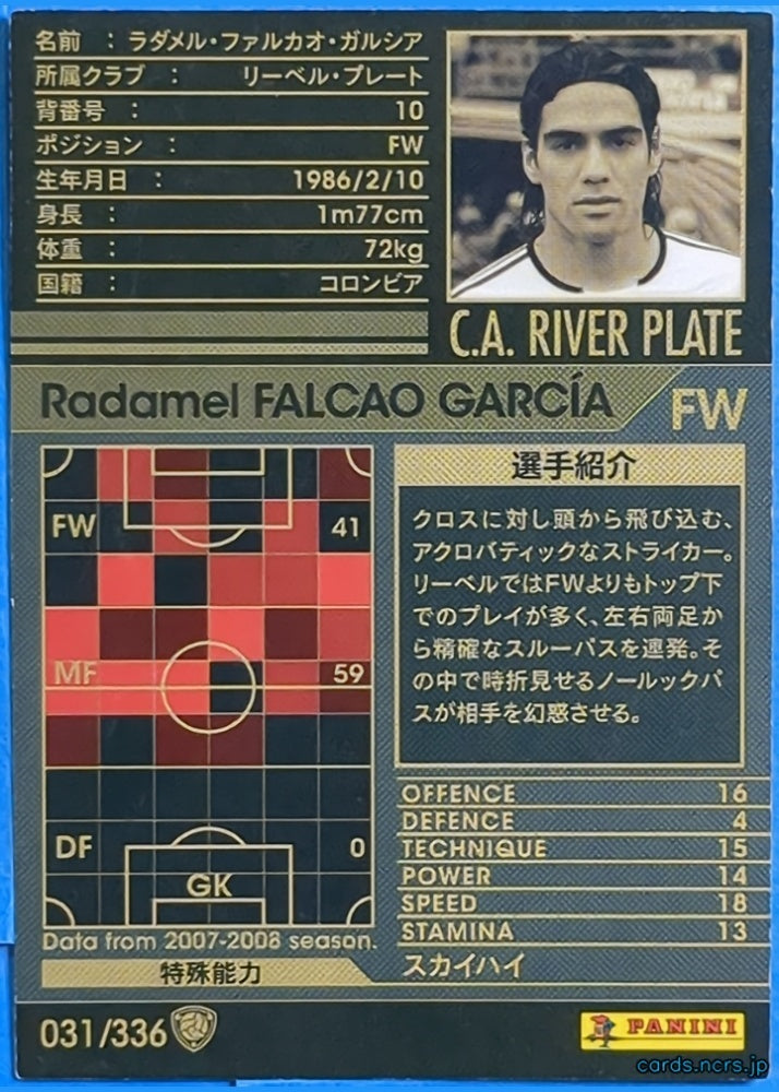 Panini WCCF Football WCCF/2007-2008-031/336 N Radamel Falcao García Trading Card NM