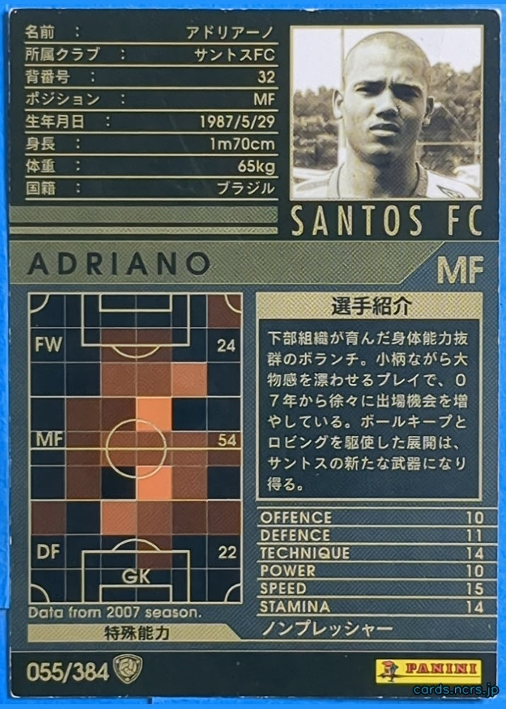 Panini WCCF Football WCCF/2007-0055/384 N Adriano Trading Card NM