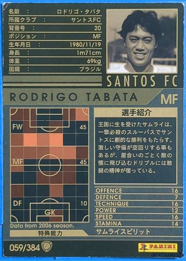 Panini WCCF Football WCCF/2006-2007-059/384 N RODRIGO TABATA Trading Card NM