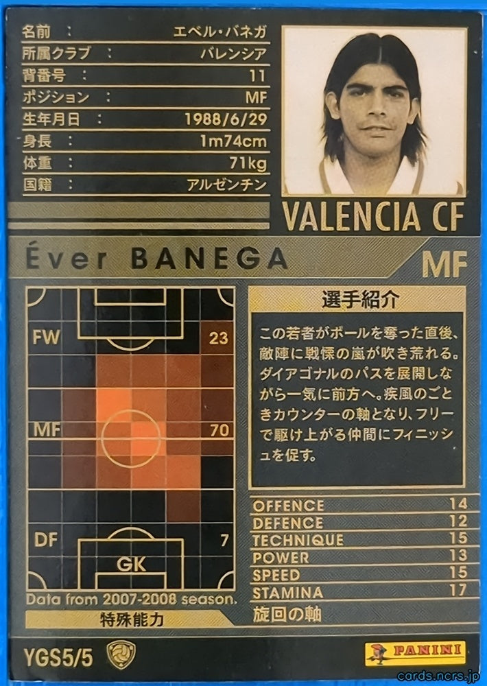 Panini WCCF Football WCCF/2007-2008-YGS5/5 N Éver Banega Trading Card NM