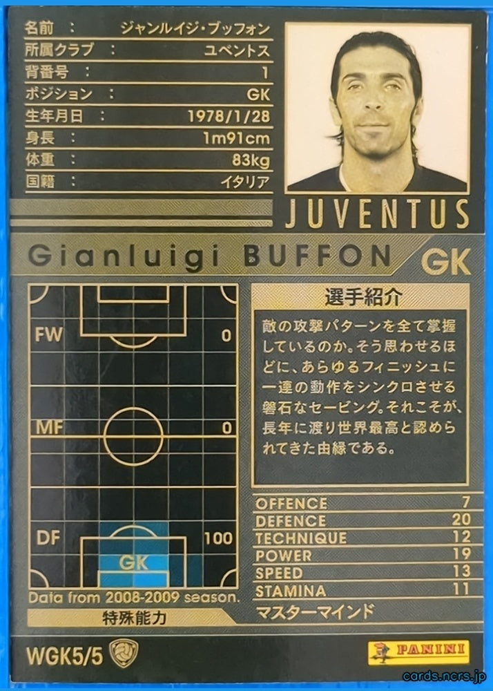 Panini WCCF Football WCCF/2008-2009-WGK5/5 N Gianluigi Buffon Trading Card NM