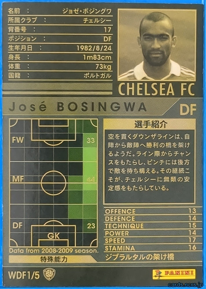 Panini WCCF Football WCCF/2008-2009-WDF1/5 N José Bosingwa Trading Card NM