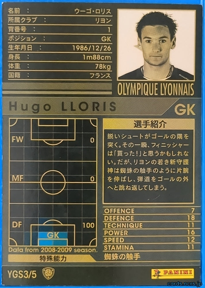 Panini WCCF Football WCCF/2008-2009-YGS3/5 N Hugo LLORIS Trading Card NM