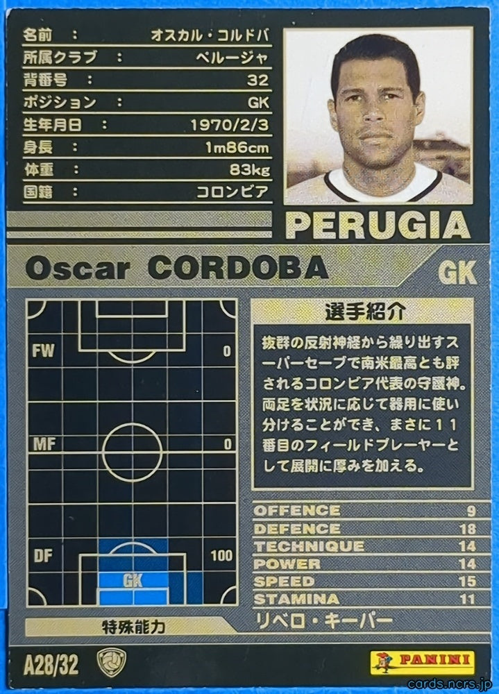 Panini WCCF Football WCCF/2001-2002-A28/32 N Oscar Cordoba Trading Card NM