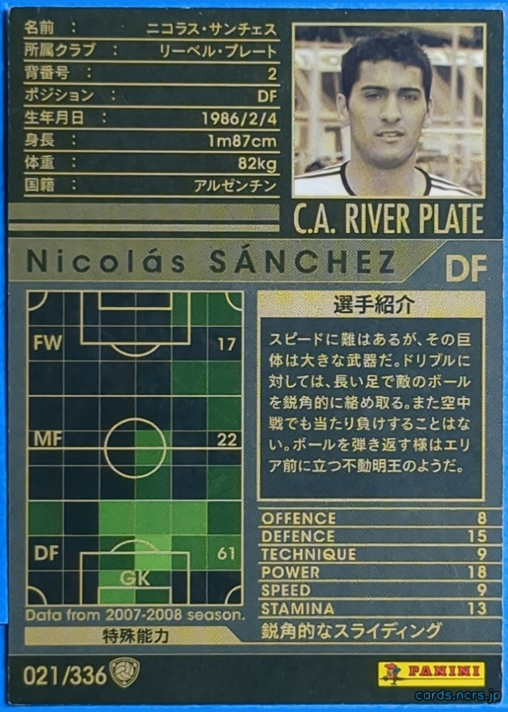 Panini WCCF Football WCCF/2007-2008-021/336 N Nicolás Sánchez Trading Card NM