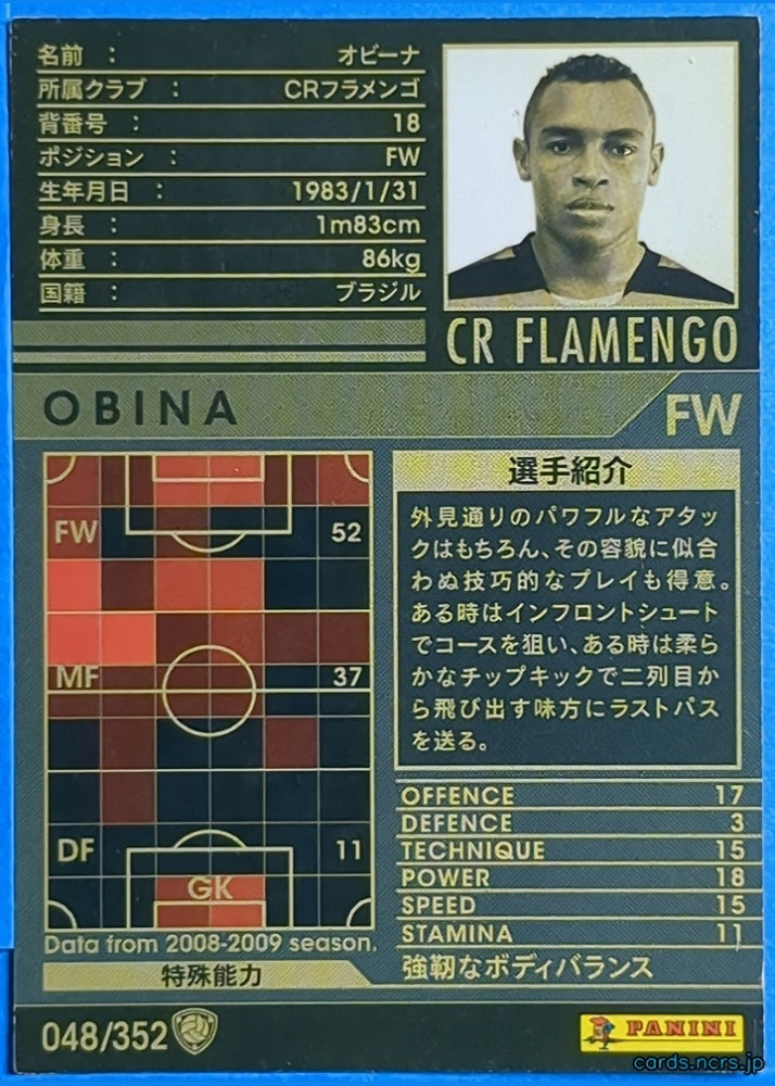 Panini WCCF Football WCCF/2008-2009-048/352 N Obina Trading Card NM