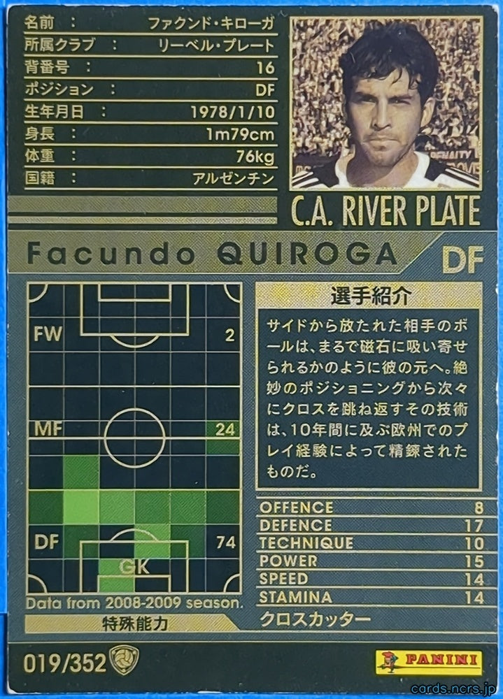 Panini WCCF Football WCCF/2008-2009-019/352 N Facundo Quiroga Trading Card NM
