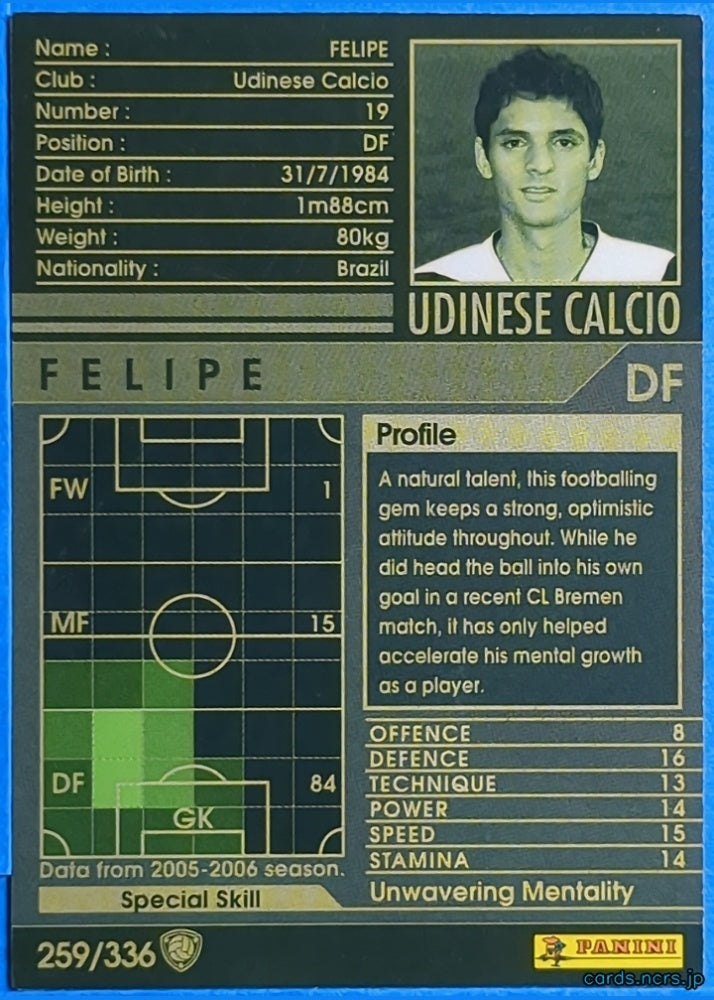 Panini WCCF Football WCCF/2005-2006-259/336 N Felipe Trading Card NM