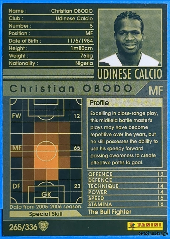 Panini WCCF Football WCCF/2005-2006-265/336EN N Christian OBODO Trading Card NM