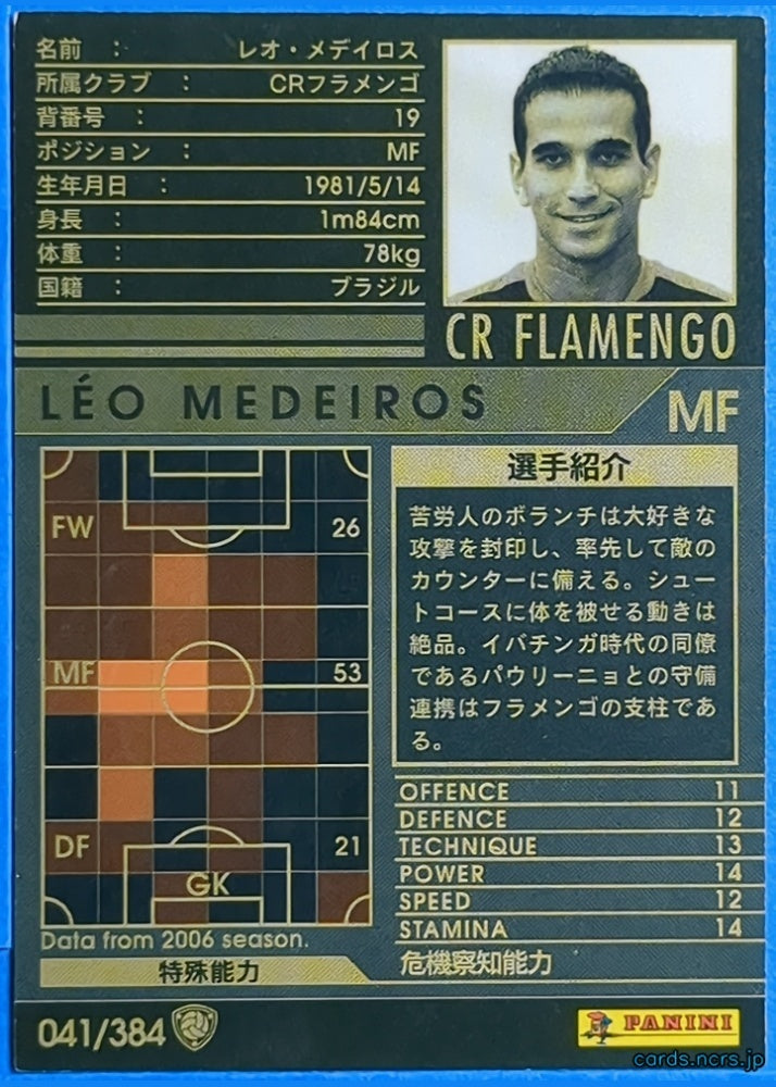 Panini WCCF Football WCCF/2000-2001-041/384 N Léo Medeiros Trading Card NM