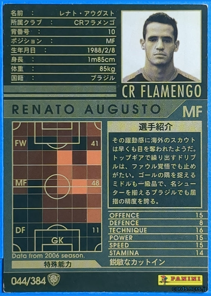 Panini WCCF Football WCCF/2006-2007-044/384 N Renato Augusto Trading Card NM