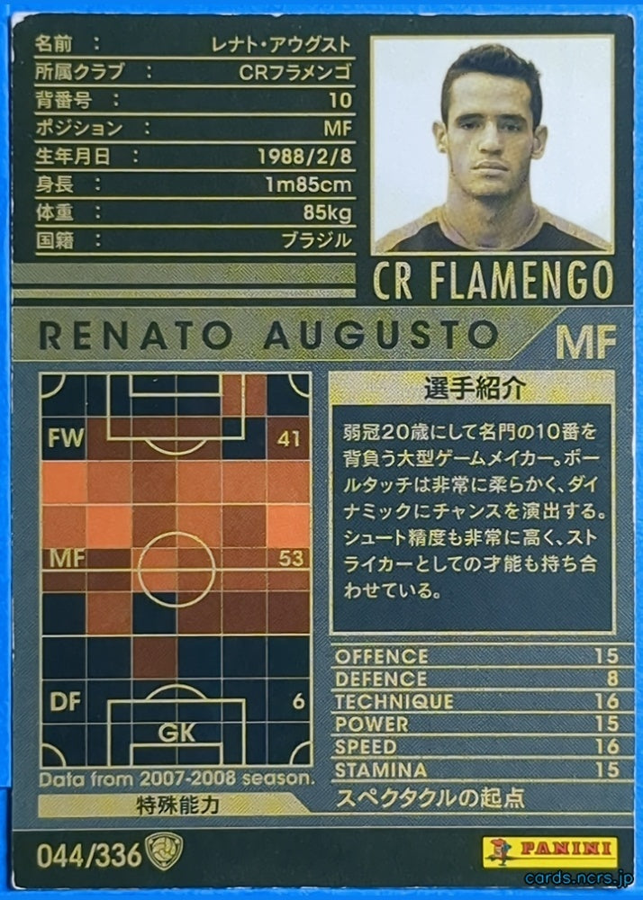 Panini WCCF Football WCCF/2007-2008-044/336 N Renato Augusto Trading Card NM