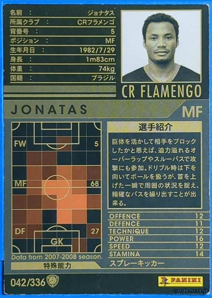 Panini WCCF Football WCCF/2007-2008-042/336 N Jonatas Trading Card NM