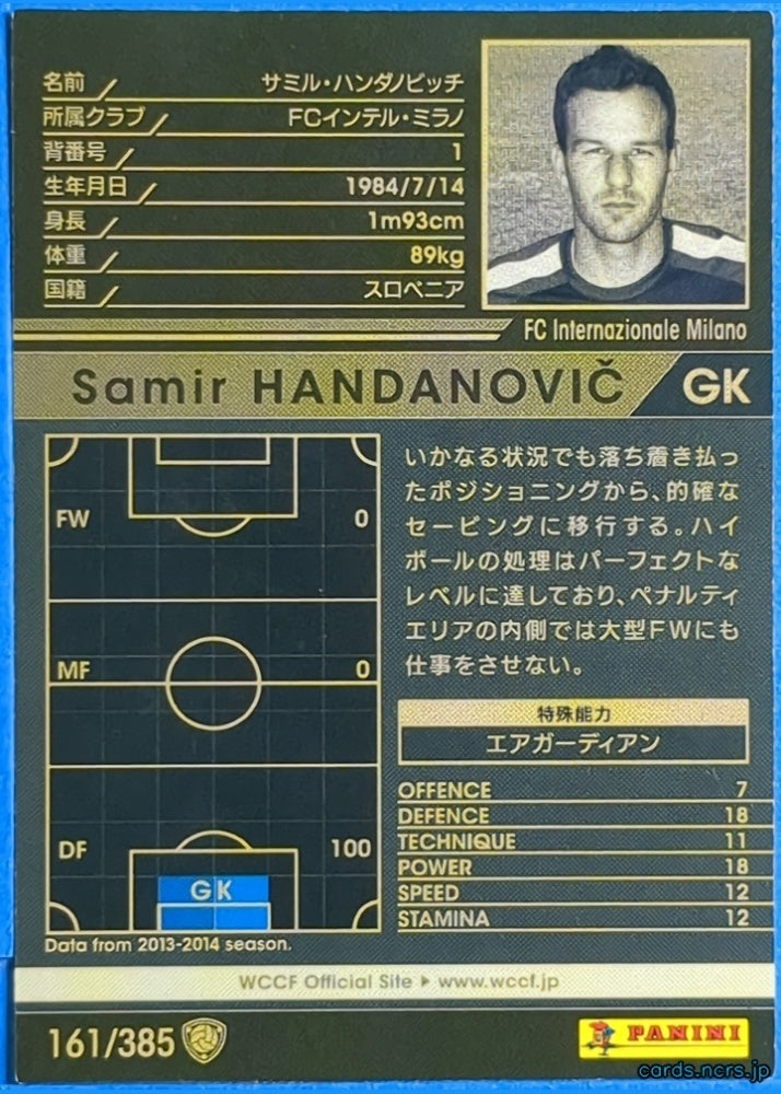 Panini WCCF Football WCCF/2013-2014-161/385 N Samir Handanovič Trading Card EX