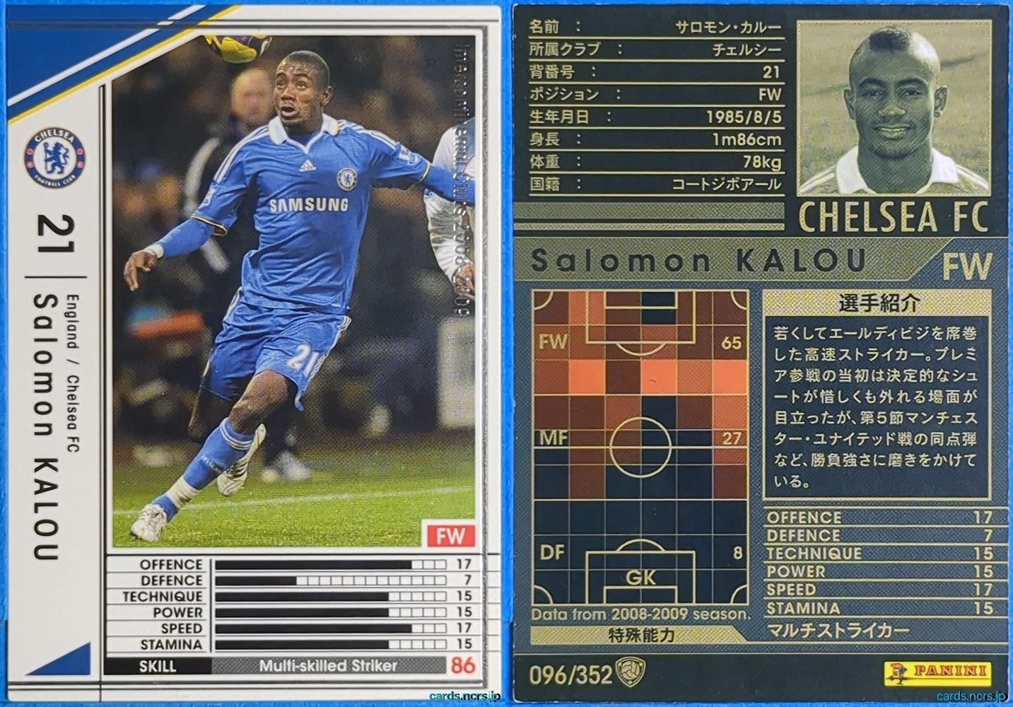 Panini WCCF Football WCCF/2008-2009-096/352 N Salomon KALOU Trading Card NM