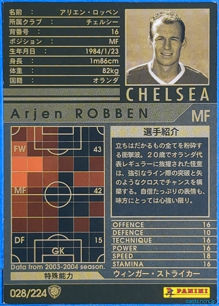 Panini WCCF Football WCCF/2003-2004-028/224 N Arjen ROBBEN Trading Card NM