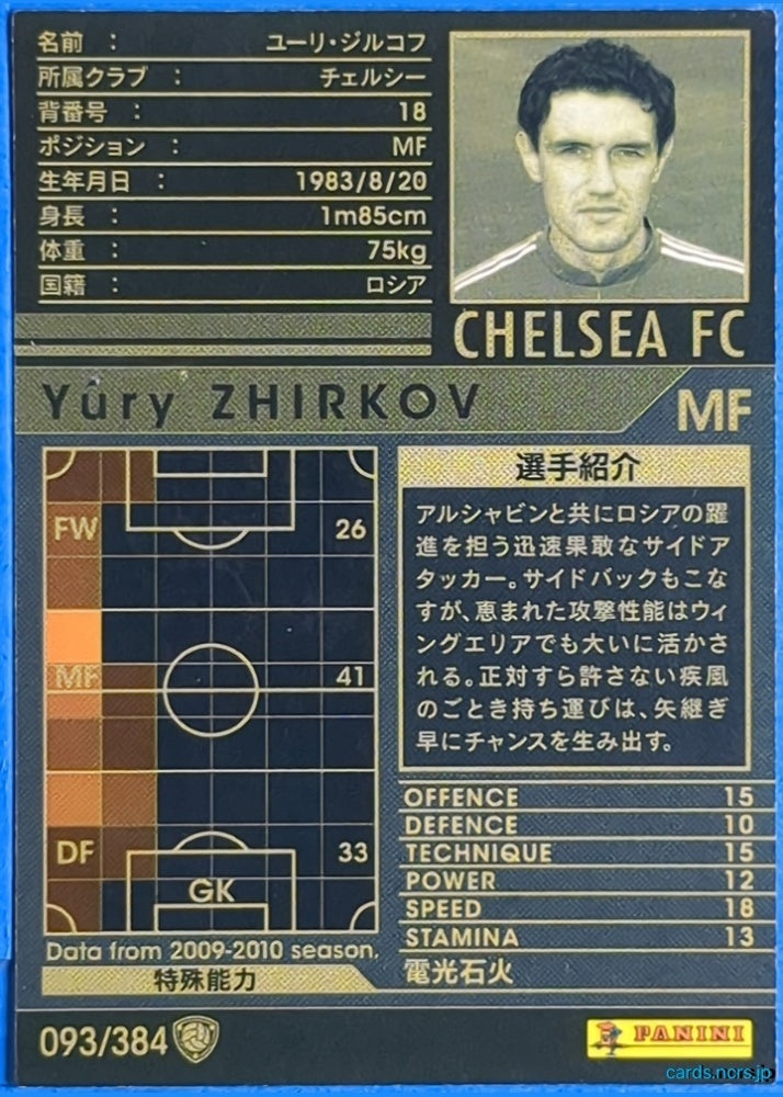 Panini WCCF Football WCCF/2009-2010-093/384 N Yury Zhirkov Trading Card NM