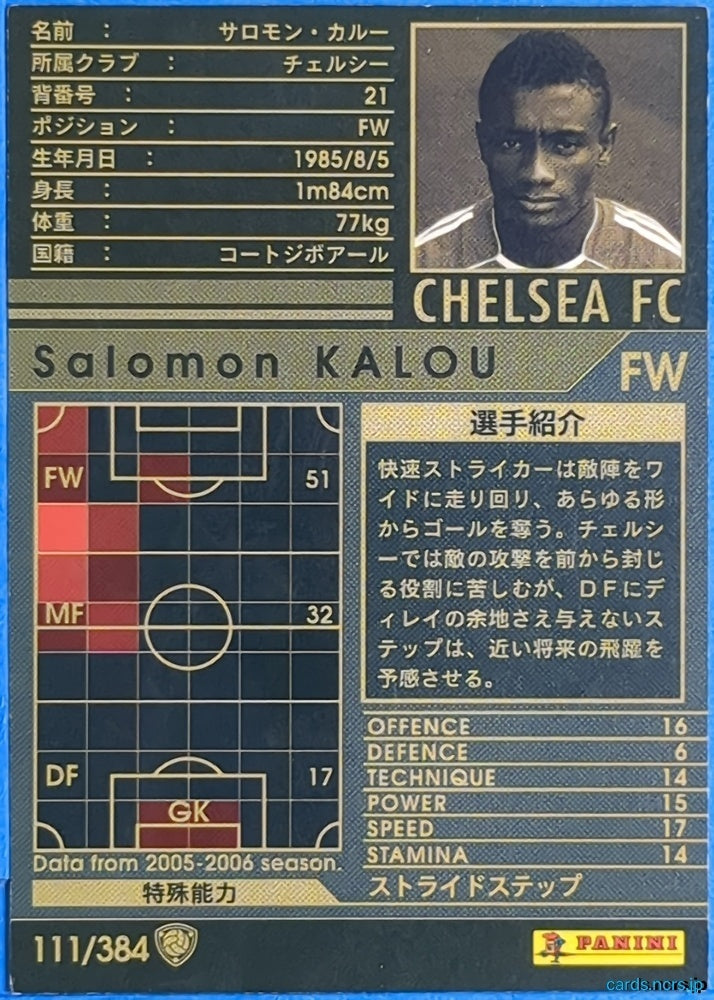 Panini WCCF Football WCCF/2005-2006-111/384 N Salomon KALOU Trading Card NM