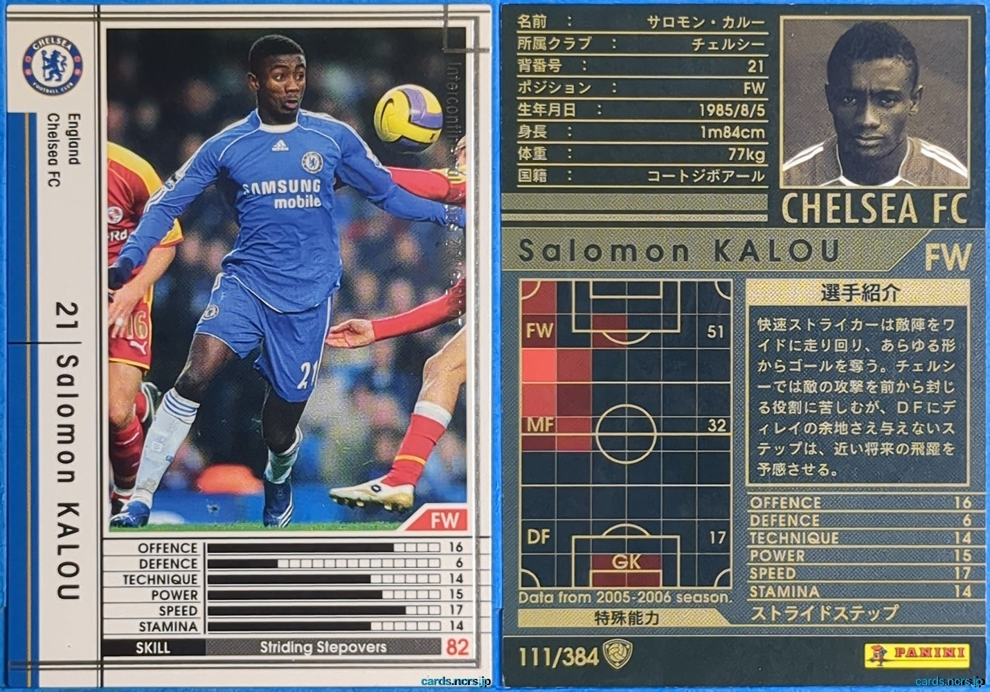 Panini WCCF Football WCCF/2005-2006-111/384 N Salomon KALOU Trading Card NM