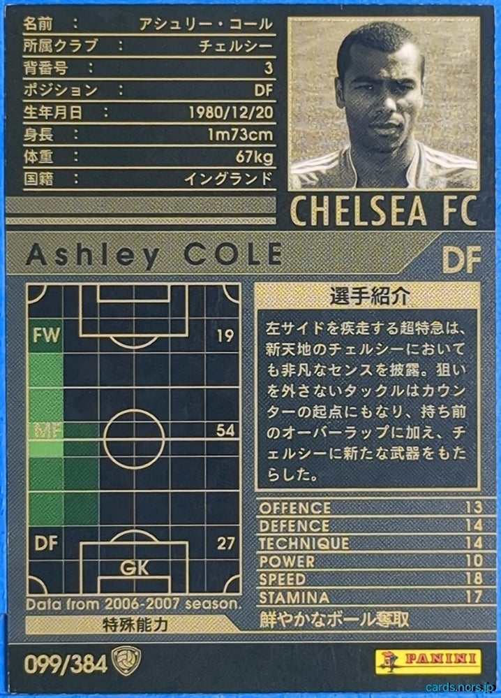 Panini WCCF Football WCCF/2006-2007-099/384 N Ashley Cole Trading Card NM