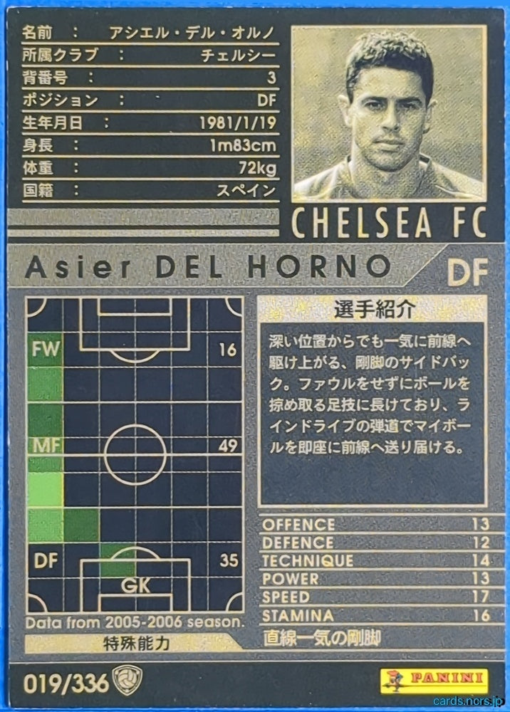 Panini WCCF Football WCCF/2005-2006-019/336 N Asier Del Horno Trading Card NM