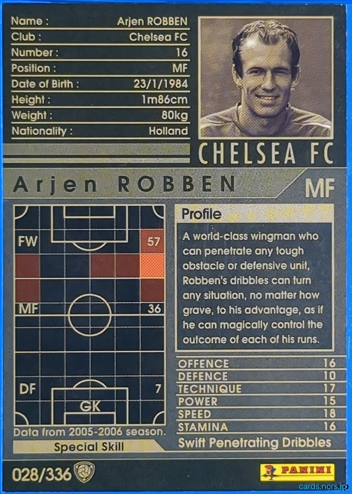Panini WCCF Football WCCF/2005-2006-028/336EN N Arjen ROBBEN Trading Card NM