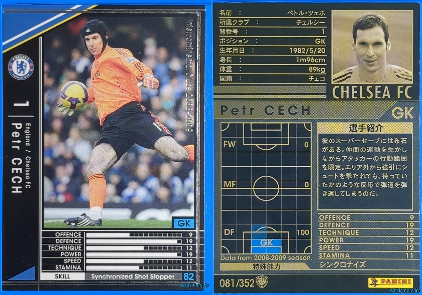Panini WCCF Football WCCF/2008-2009-081/352 N Petr Cech Trading Card NM