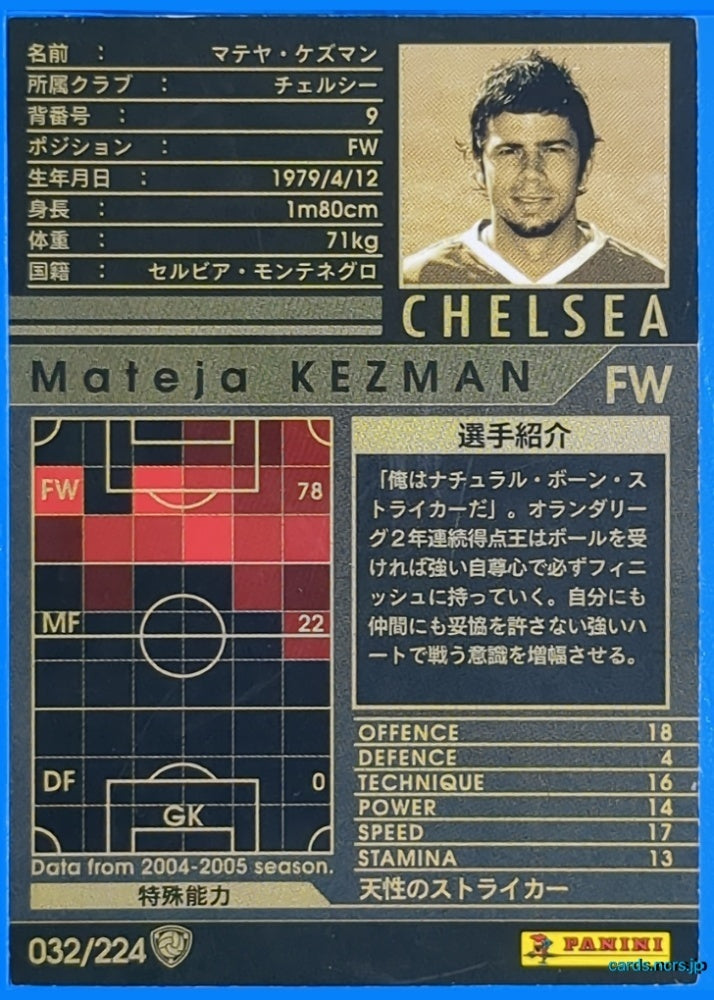 Panini WCCF Football WCCF/2004-2005-032/224 N Mateja Kezman Trading Card NM