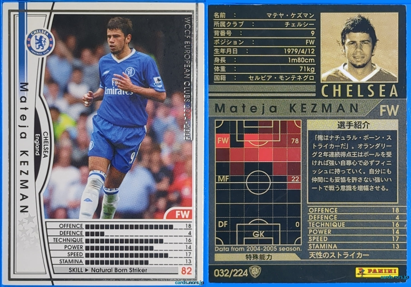 Panini WCCF Football WCCF/2004-2005-032/224 N Mateja Kezman Trading Card NM
