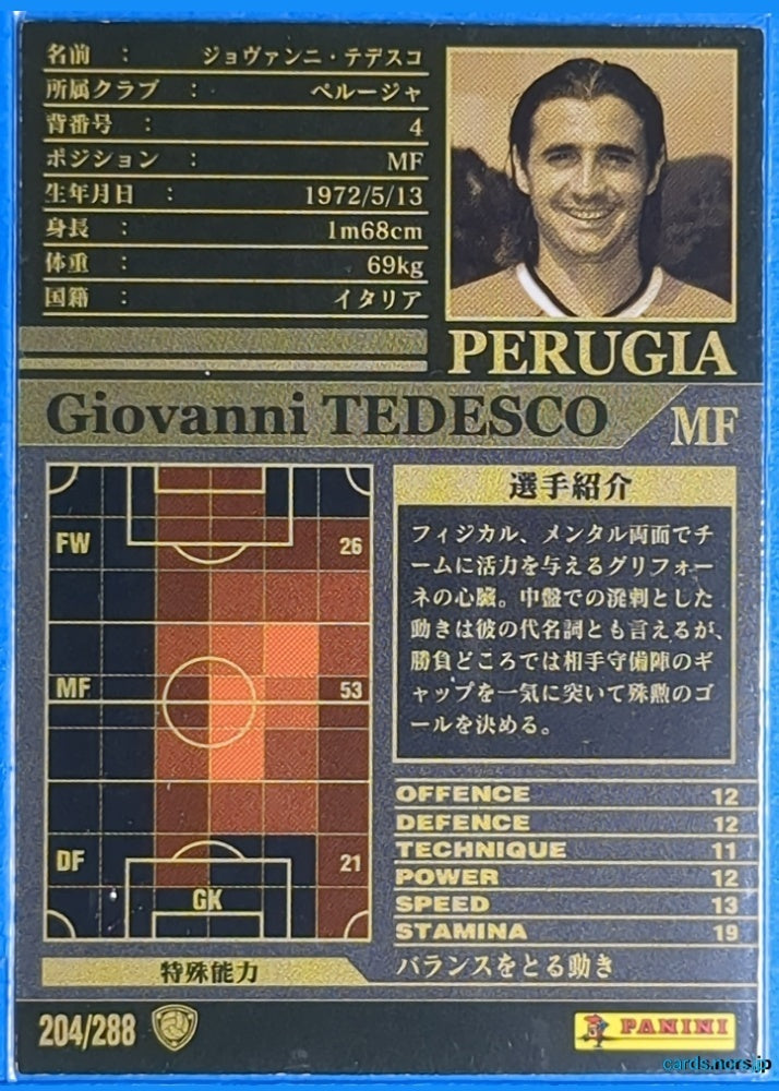 Panini WCCF Football WCCF/2002-2003-204/288 N Giovanni Tedesco Trading Card NM