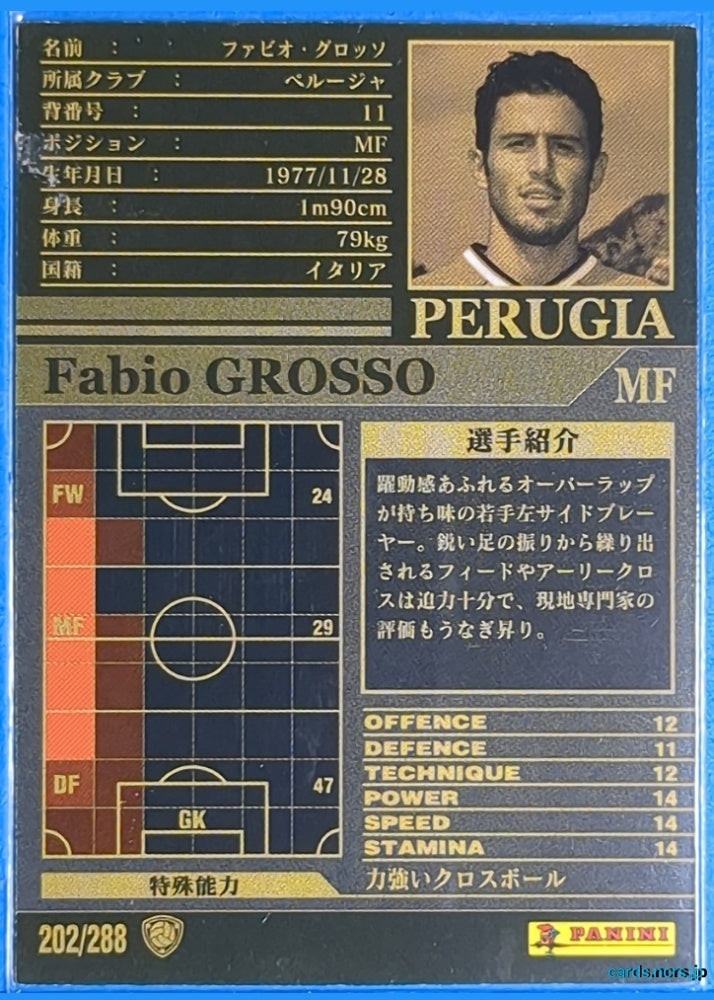 Panini WCCF Football WCCF/2002-2003-202/288 N Fabio Grosso Trading Card NM