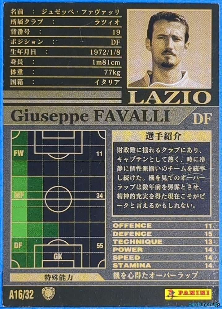 Panini WCCF Football WCCF/2002-2003-A16/32 N Giuseppe Favalli Trading Card NM