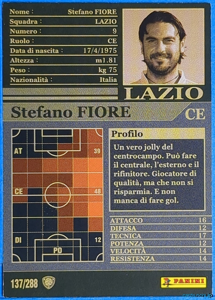 Panini WCCF Football WCCF/2002-2003-137/288EN N Stefano Fiore Trading Card NM