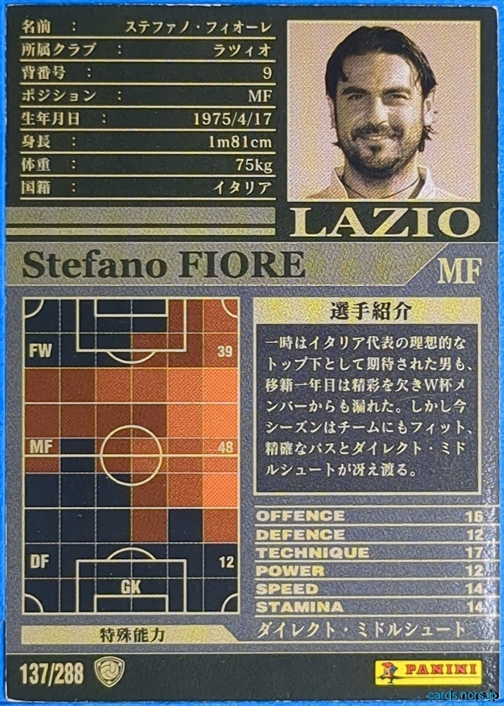 Panini WCCF Football WCCF/2002-2003-137/288 N Stefano Fiore Trading Card NM