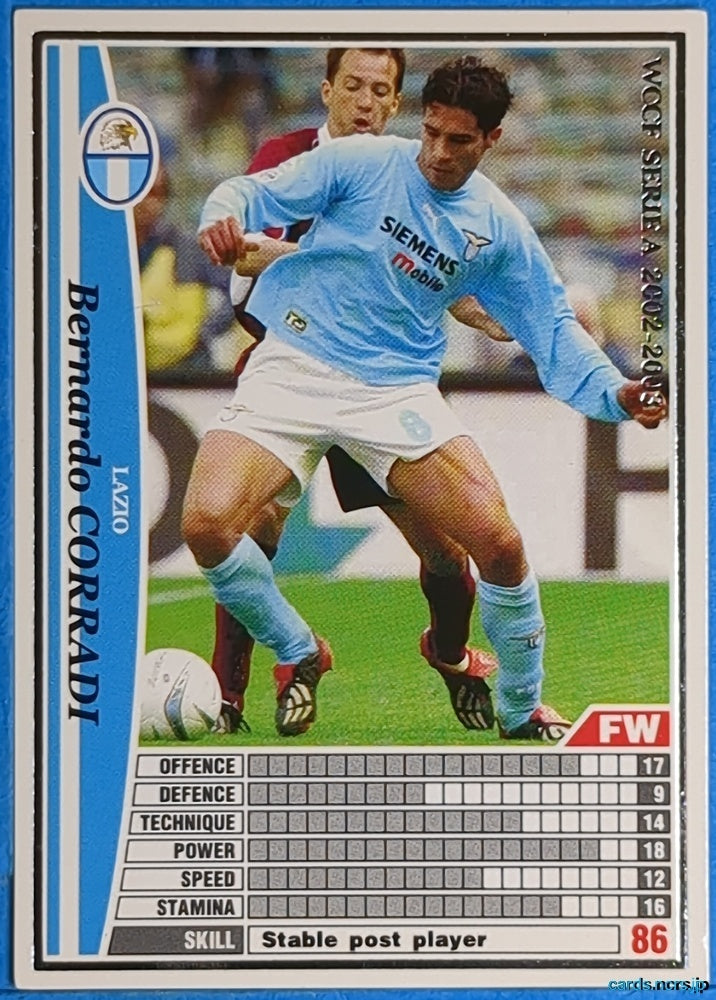 Panini WCCF Football WCCF/2002-2003-142/288 N Bernardo CORRADI Trading Card NM