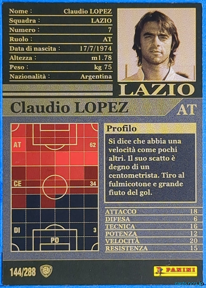 Panini WCCF Football WCCF/2002-2003-144/288EN N Claudio Lopez Trading Card NM